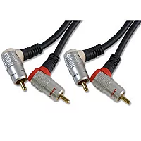 1.5m 90 Degree Angled Stereo Audio Phono Cable 2x phono Pure OFC