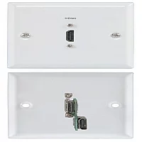 Single HDMI Wall Plate White Steel Finish with Rear HDMI Connector