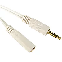 White 3.5mm Male Jack Plug to Female Socket Cable 5m